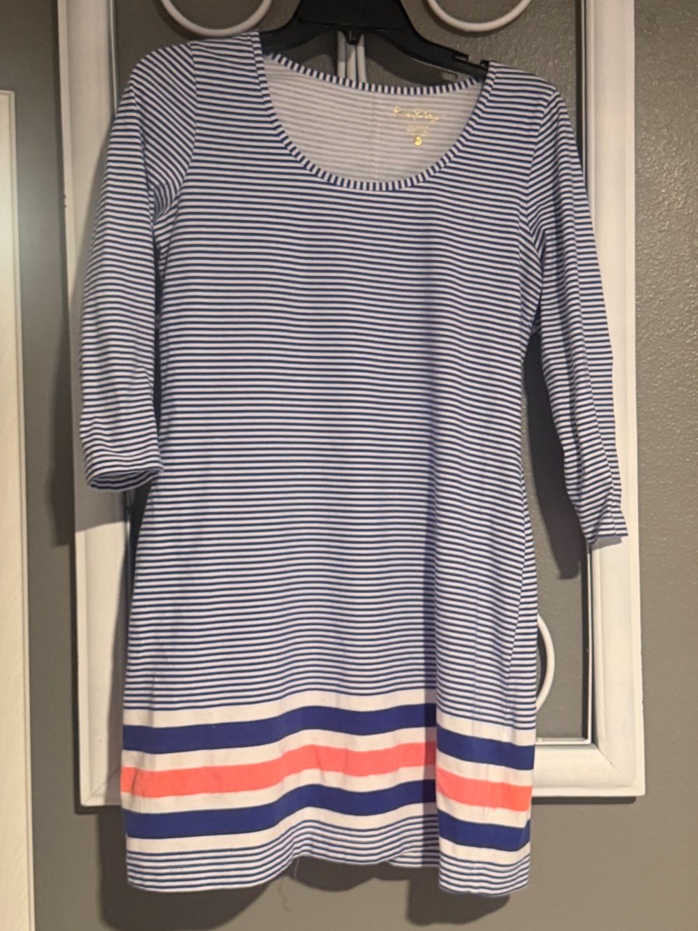 Lilly Pulitzer Blue and White Striped Scoop Neck Dress